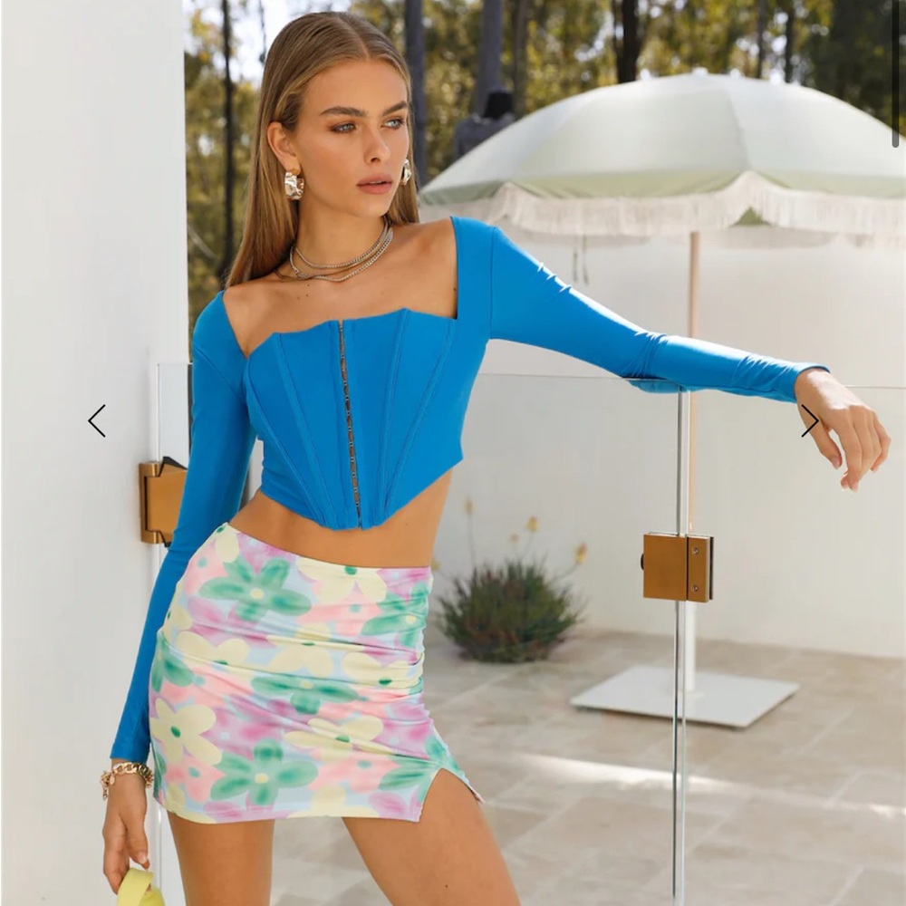 Corset Top Long Sleeves / Blue